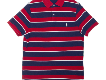 POLO RALPH LAUREN Custom Slim Fit Mens Polo Shirt Red Striped M Hot on Sale