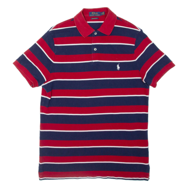 POLO RALPH LAUREN Custom Slim Fit Mens Polo Shirt Red Striped M Hot on Sale