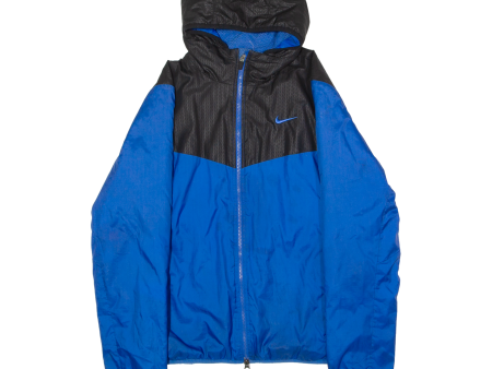 NIKE Mens Jacket Blue Hooded Colourblock M Online now