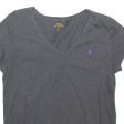 POLO RALPH LAUREN Womens T-Shirt Grey V-Neck L Sale