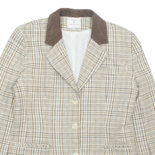 CAPPUCCINI Womens Blazer Jacket Beige Check UK 12 Online Sale