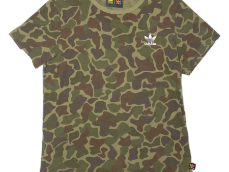 ADIDAS Camo Womens T-Shirt Green UK 12 Discount