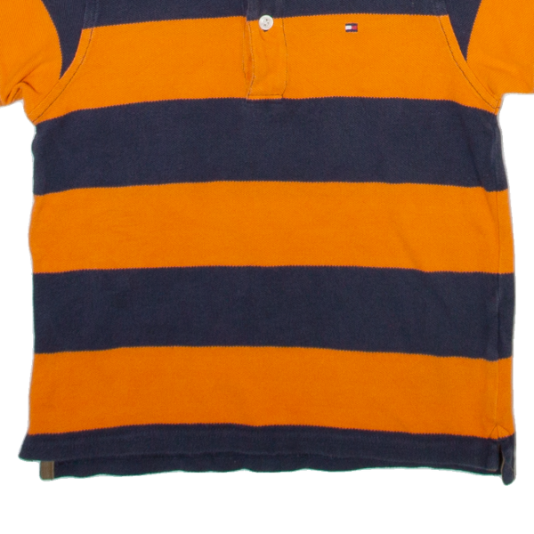 TOMMY HILFIGER Boys Polo Shirt Orange Striped 4Y Discount