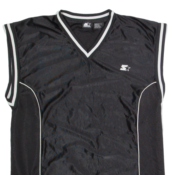 STARTER Mens Jersey Black Sleeveless USA V-Neck Nylon M Online Sale