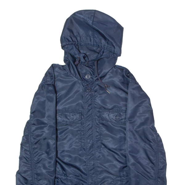 SCHOTT Mens Parka Jacket Blue Nylon Hooded M For Cheap