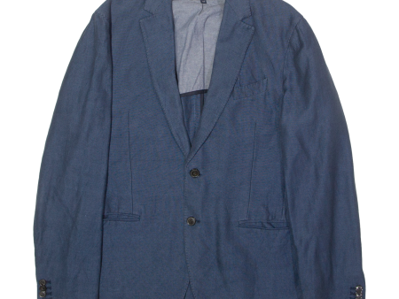 TOMMY HILFIGER Mens Blazer Jacket Blue Linen M Online Hot Sale