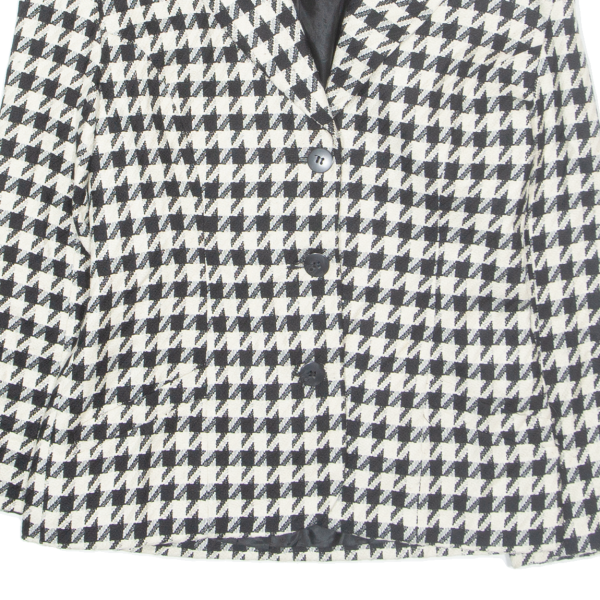 TATTOO Womens Blazer Jacket Cream Wool Houndstooth S For Discount