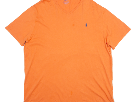 POLO RALPH LAUREN Womens T-Shirt Orange V-Neck 2XL Fashion