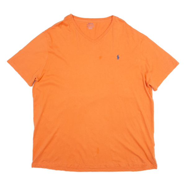 POLO RALPH LAUREN Womens T-Shirt Orange V-Neck 2XL Fashion