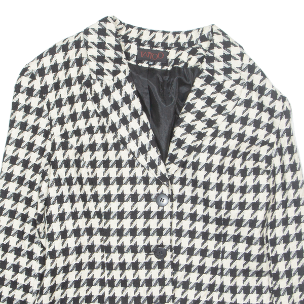 TATTOO Womens Blazer Jacket Cream Wool Houndstooth S For Discount