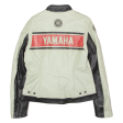 YAMAHA Womens Motorcycle Jacket Cream Leather Striped L on Sale