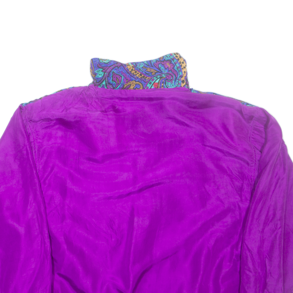 LAVON Womens Shell Jacket Purple Silk 90s Paisley L Online Sale