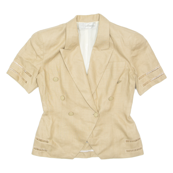 CLEMENTINE COUTURE Short Sleeve Womens Blazer Jacket Beige S For Discount