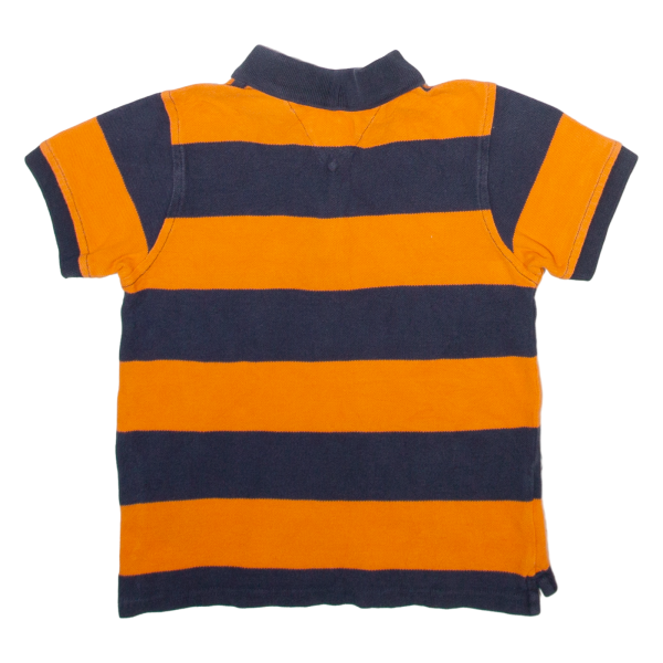 TOMMY HILFIGER Boys Polo Shirt Orange Striped 4Y Discount