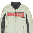 YAMAHA Womens Motorcycle Jacket Cream Leather Striped L on Sale