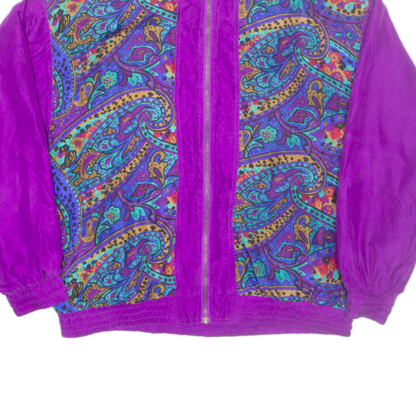 LAVON Womens Shell Jacket Purple Silk 90s Paisley L Online Sale