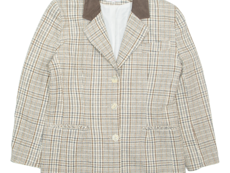 CAPPUCCINI Womens Blazer Jacket Beige Check UK 12 Online Sale