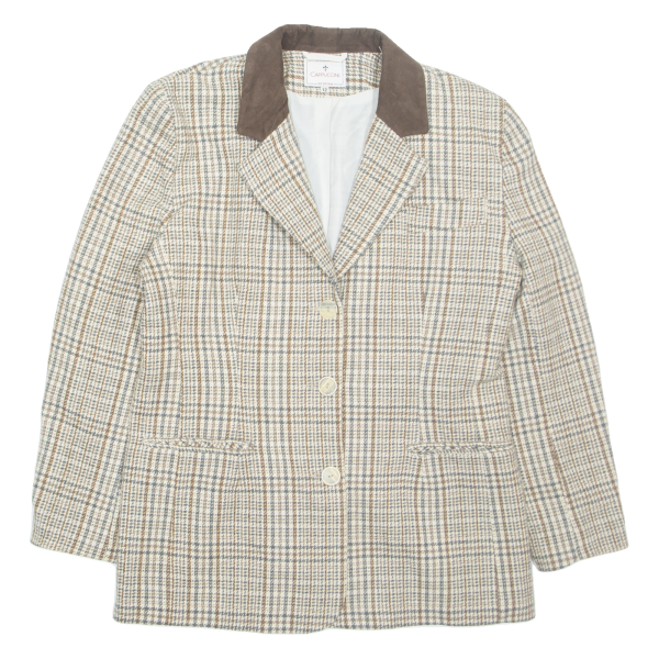 CAPPUCCINI Womens Blazer Jacket Beige Check UK 12 Online Sale