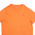 POLO RALPH LAUREN Womens T-Shirt Orange V-Neck 2XL Fashion