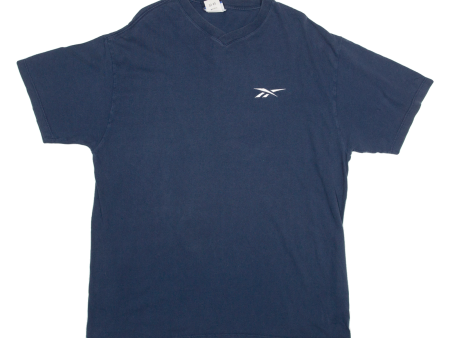 REEBOK Mens T-Shirt Blue V-Neck L For Discount