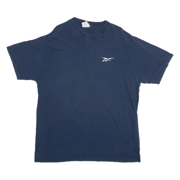 REEBOK Mens T-Shirt Blue V-Neck L For Discount