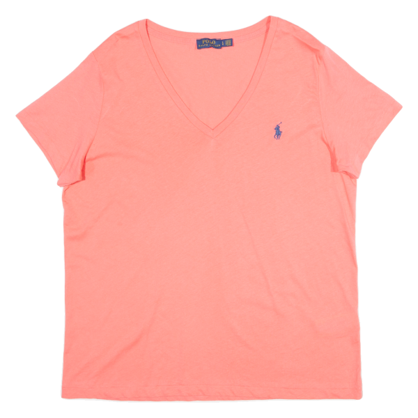 POLO RALPH LAUREN Womens T-Shirt Pink V-Neck L Cheap