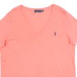 POLO RALPH LAUREN Womens T-Shirt Pink V-Neck L Cheap