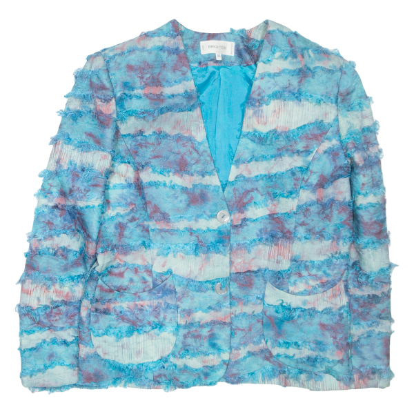 BRIGHTON Ruffle Womens Blazer Jacket Blue L Hot on Sale